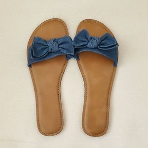 Size 10 Faux Denim Slip On Sandals